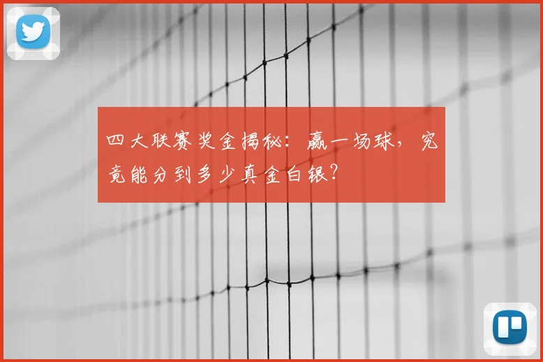 四大联赛奖金揭秘：赢一场球，究竟能分到多少真金白银？